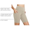 baleaf Women’s High Waist Biker Shorts with 3 Pockets(Khaki-classic)