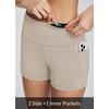 baleaf Women’s High Waist Biker Shorts with 3 Pockets(Khaki-classic)