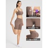 baleaf Women’s High Waist Biker Shorts with 3 Pockets(Light Brown-classic)
