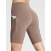 baleaf Women’s High Waist Biker Shorts with 3 Pockets(Light Brown-classic)