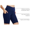 baleaf Women’s High Waist Biker Shorts with 3 Pockets(Navy Blue-classic)