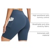 baleaf Women’s High Waist Biker Shorts with 3 Pockets(Navy Blue-softer)