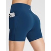 baleaf Women’s High Waist Biker Shorts with 3 Pockets(Navy Blue-stretchier-lycra)