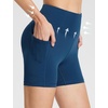 baleaf Women’s High Waist Biker Shorts with 3 Pockets(Navy Blue-stretchier-lycra)