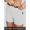 baleaf Women’s High Waist Biker Shorts with 3 Pockets(White-classic)