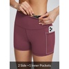baleaf Women’s High Waist Biker Shorts with 3 Pockets(Wine Red-classic)