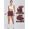 baleaf Women’s High Waist Biker Shorts with 3 Pockets(Wine Red-classic)