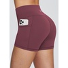 baleaf Women’s High Waist Biker Shorts with 3 Pockets(Wine Red-classic)