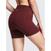 baleaf Women’s High Waist Biker Shorts with 3 Pockets(Wine Red-softer)