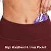 baleaf Women’s High Waist Biker Shorts with 3 Pockets(Wine Red-softer)
