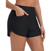 baleaf Women’s 3″ Swim Shorts with Velcro-Sealed Pockets(Black)