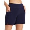 baleaf Women’s 5″/ 7″ Quick Dry High Waisted Swim Shorts with Liner(Navy Blue)