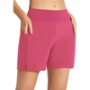 baleaf Women’s 5″/ 7″ Quick Dry High Waisted Swim Shorts with Liner(Pink)
