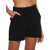 baleaf Womens 5″ Cotton Lounge Shorts Athletic with Pockets High Waist(Black)