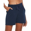 baleaf Womens 5″ Cotton Lounge Shorts Athletic with Pockets High Waist(Navy Blue)