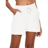 baleaf Womens 5″ Cotton Lounge Shorts Athletic with Pockets High Waist(White)