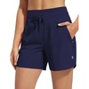 baleaf Women’s 5″ Swim Board Shorts Beach Bottoms with Boxer Liner(Navy Blue)