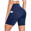 baleaf Women’s 6″/8″ High Waisted Biker Shorts Workout Running with Pockets(Dark Blue)