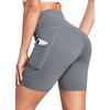 baleaf Women’s 6″/8″ High Waisted Biker Shorts Workout Running with Pockets(Dark Grey)