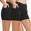 baleaf Women’s High Waist Biker Shorts with 3 Pockets(Black+black)
