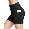 baleaf Women’s High Waist Biker Shorts with 3 Pockets(Black-softer)