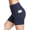 baleaf Women’s High Waist Biker Shorts with 3 Pockets(Blue-softer)