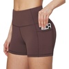 baleaf Women’s High Waist Biker Shorts with 3 Pockets(Brown-classic)