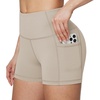 baleaf Women’s High Waist Biker Shorts with 3 Pockets(Khaki-classic)