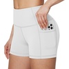 image:imagebaleaf Womens High Waist Biker Shorts with 3 PocketsWhiteclassic
