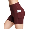 image:imagebaleaf Womens High Waist Biker Shorts with 3 PocketsWine Redsofter