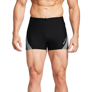 baleaf Men’s Square Leg Athletic Swim Jammers Durable Training Swimsuit(Gray/White)