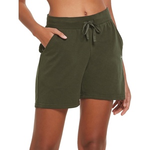 baleaf Womens 5″ Cotton Lounge Shorts Athletic with Pockets High Waist(Olive)