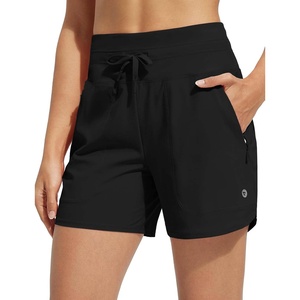 baleaf Women’s 5″ Swim Board Shorts Beach Bottoms with Boxer Liner(Black)