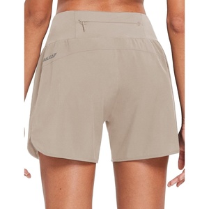 baleaf Women’s 5″ Workout Running Shorts with Liner Quick Dry Athletic(Khaki)