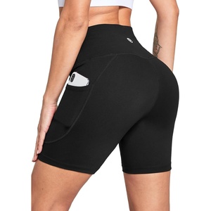 baleaf Women’s 6″/8″ High Waisted Biker Shorts Workout Running with Pockets(Black)