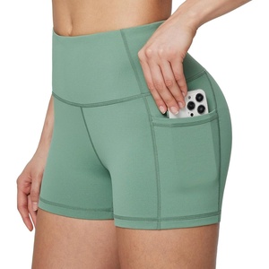 baleaf Women’s High Waist Biker Shorts with 3 Pockets(Green-classic)