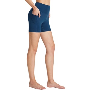baleaf Women’s High Waist Biker Shorts with 3 Pockets(Navy Blue-stretchier-lycra)