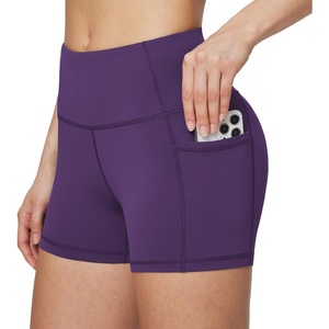 baleaf Women’s High Waist Biker Shorts with 3 Pockets(Purple-classic)