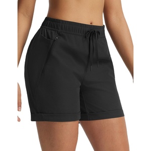 baleaf Women’s Hiking Shorts 5″ with Zipper Pockets(Black)